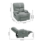 Living and Home Linen Upholstery Electric Massage Recliner Armchair With Heat, 8-point Vibrating System, Adjustable Backrest, Cup Holders & Storage Pocket