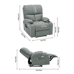 Linen Upholstery Electric Massage Recliner Armchair With Heat, 8-point Vibrating System, Adjustable Backrest, Cup Holders & Storage Pocket