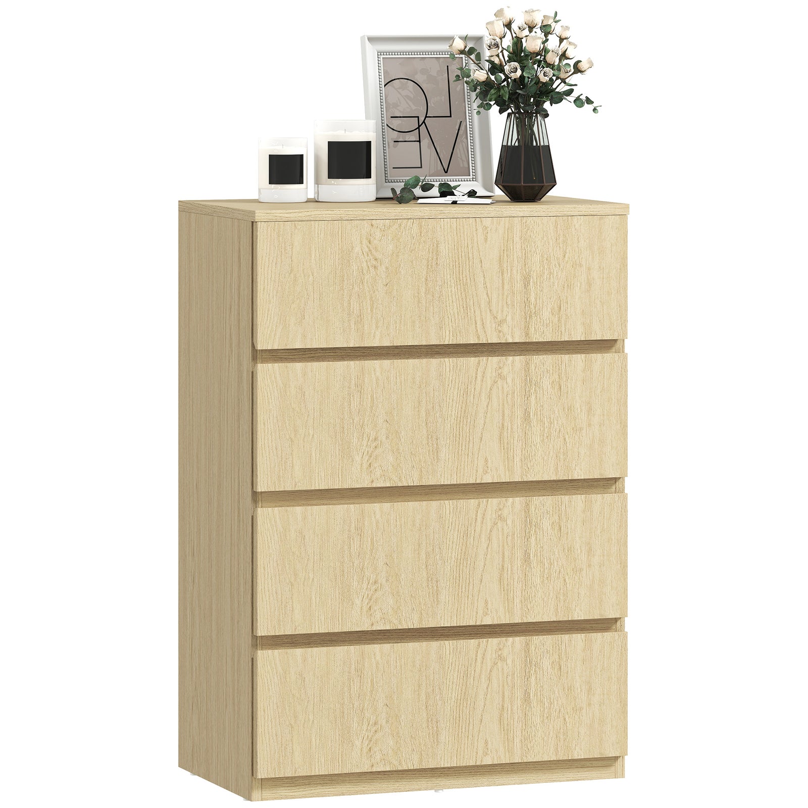 Bedroom Chest Of Drawers, 4 Drawers Dresser, Drawer Unit | Natural
