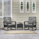 Rattan Bistro Set Balcony Furniture With Rocking Chairs | Black