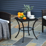 Patio Outdoor Square Metal Coffee Dining Table - Black