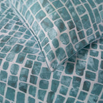 Tropical Leaves Bedding Set – Digitally Printed 100% Cotton With Piped Edging | Single | Duck Egg
