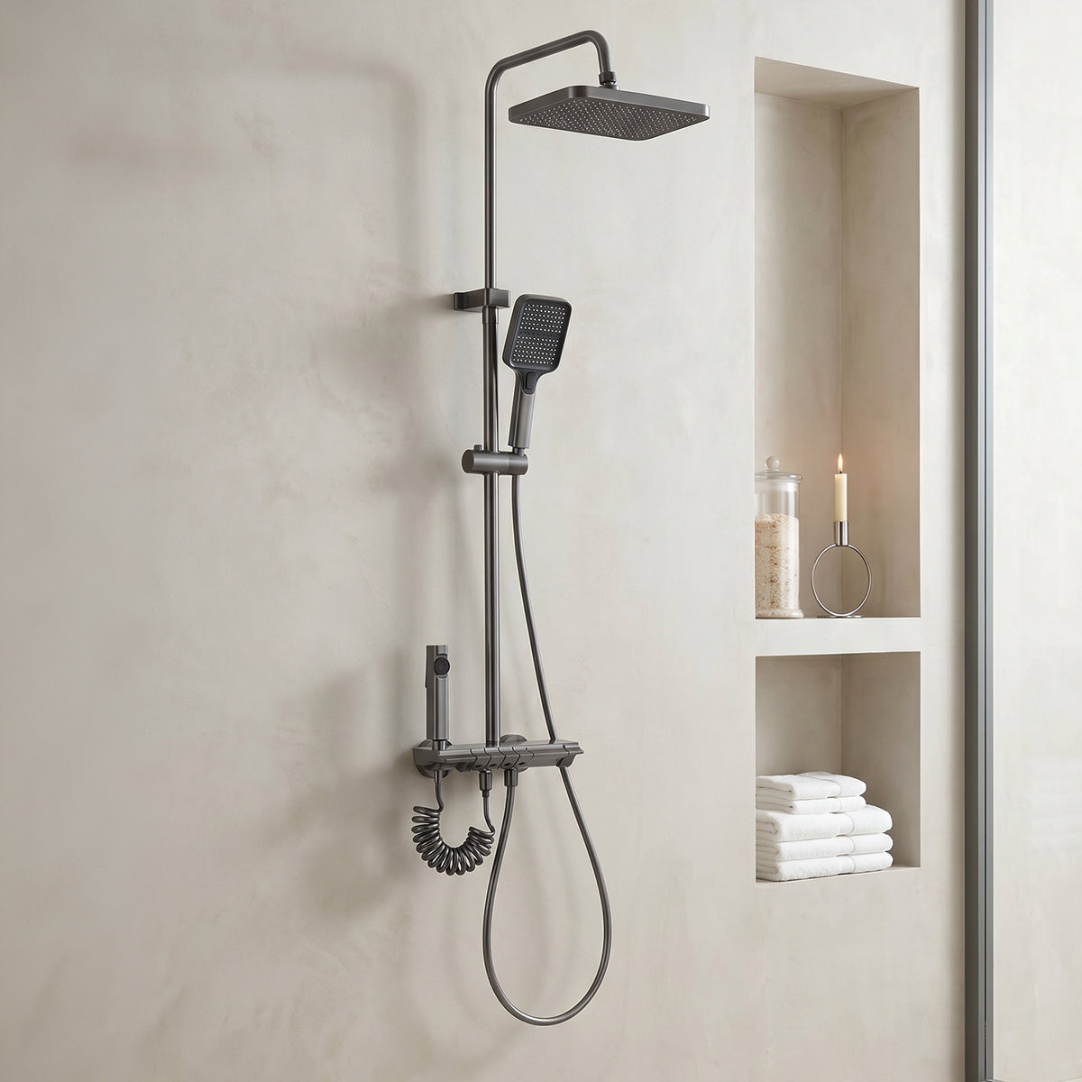 Breeins Wall-mount Bathroom Piano-key Panel Shower System Set