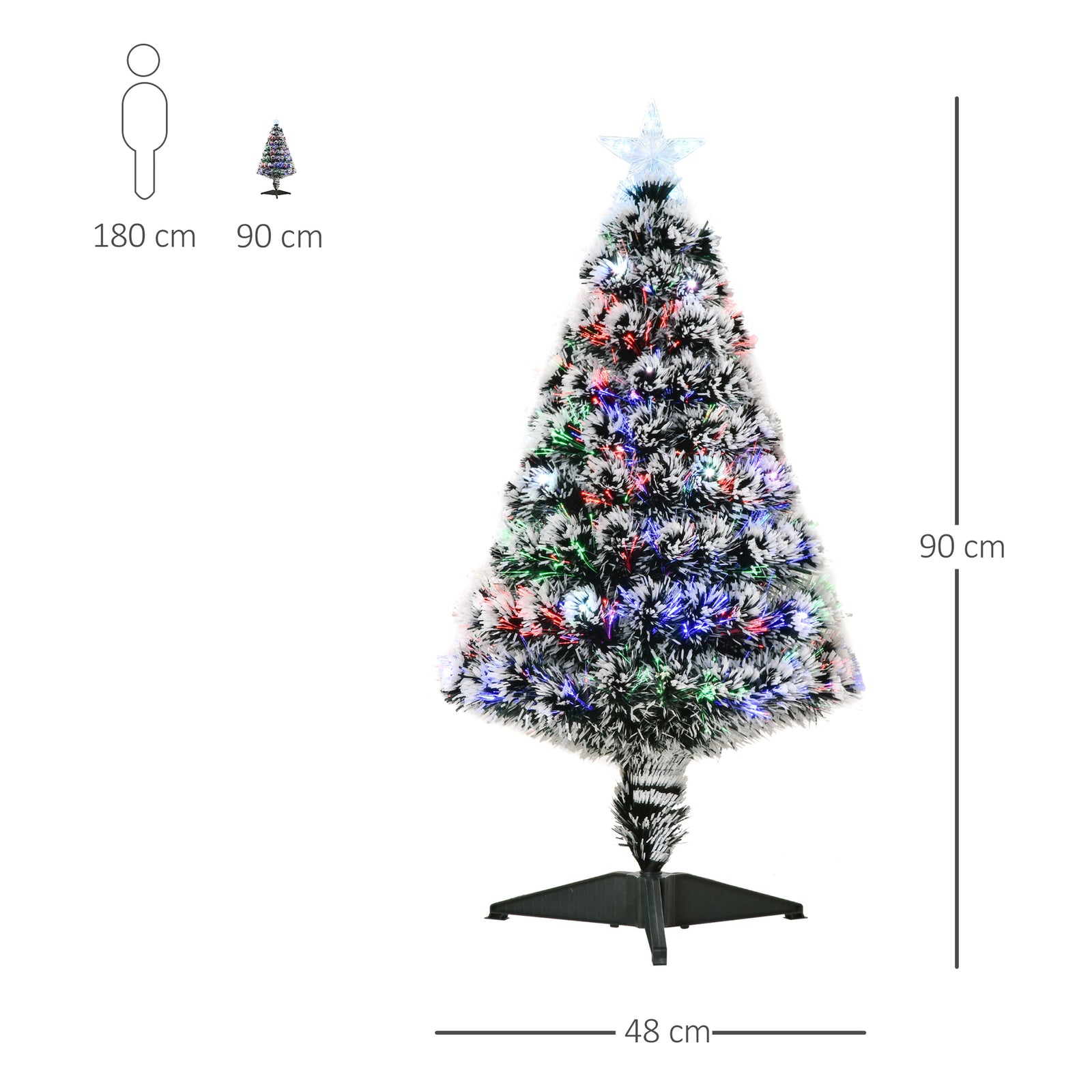 3ft Artificial Prelit Christmas Tree, Snow Xmas Tree W/ Fiber Optic | 3ft | Green