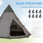 6 Man Tent Metal Poles Water-resistant Walls Windows Door | Gray
