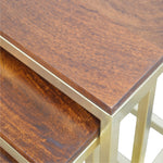 Solid Mango Wood Chunky Gold Stool Set Of 3