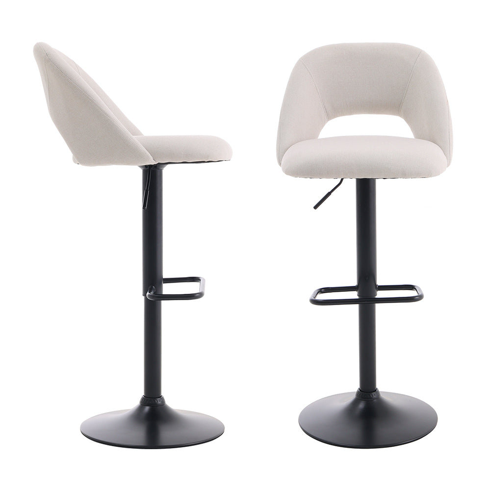 2 Set Linen Counter Swivel Height Breakfast Bar Stools | Beige