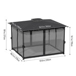 3x3.65m Gazebo With Double Roof And Mesh Curtains Outdoor Patio Pavilion For Backyard, Lawn, Deck