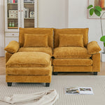Chenille Sectional Sofa With Ottoman And Lumbar Pillows | Ginger