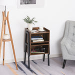 Set Of 2 Industrial Side Tables, Stacking, Shelf