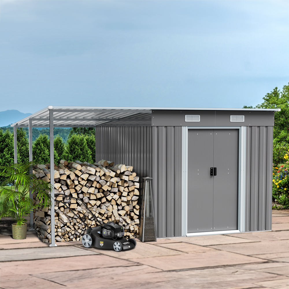 6x9ft Metal Garden Storage Shed With Extended Roof Outdoor Storage Shed With Extended Roof