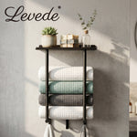Towel Rack Wall Mounted Shelf Bathroom Storage Holder With Hooks Black | Black