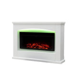 34-inch Electric Fireplace Suite, Black Fire With White Surround, 7-color Adjustable Led Mood Light, Stove-style Heater
