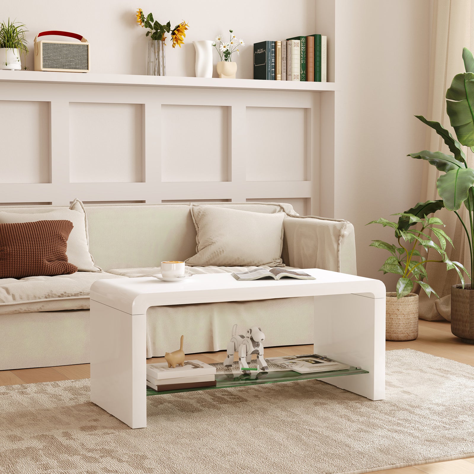High Gloss Storage Coffee Table, Centre Table Living Room