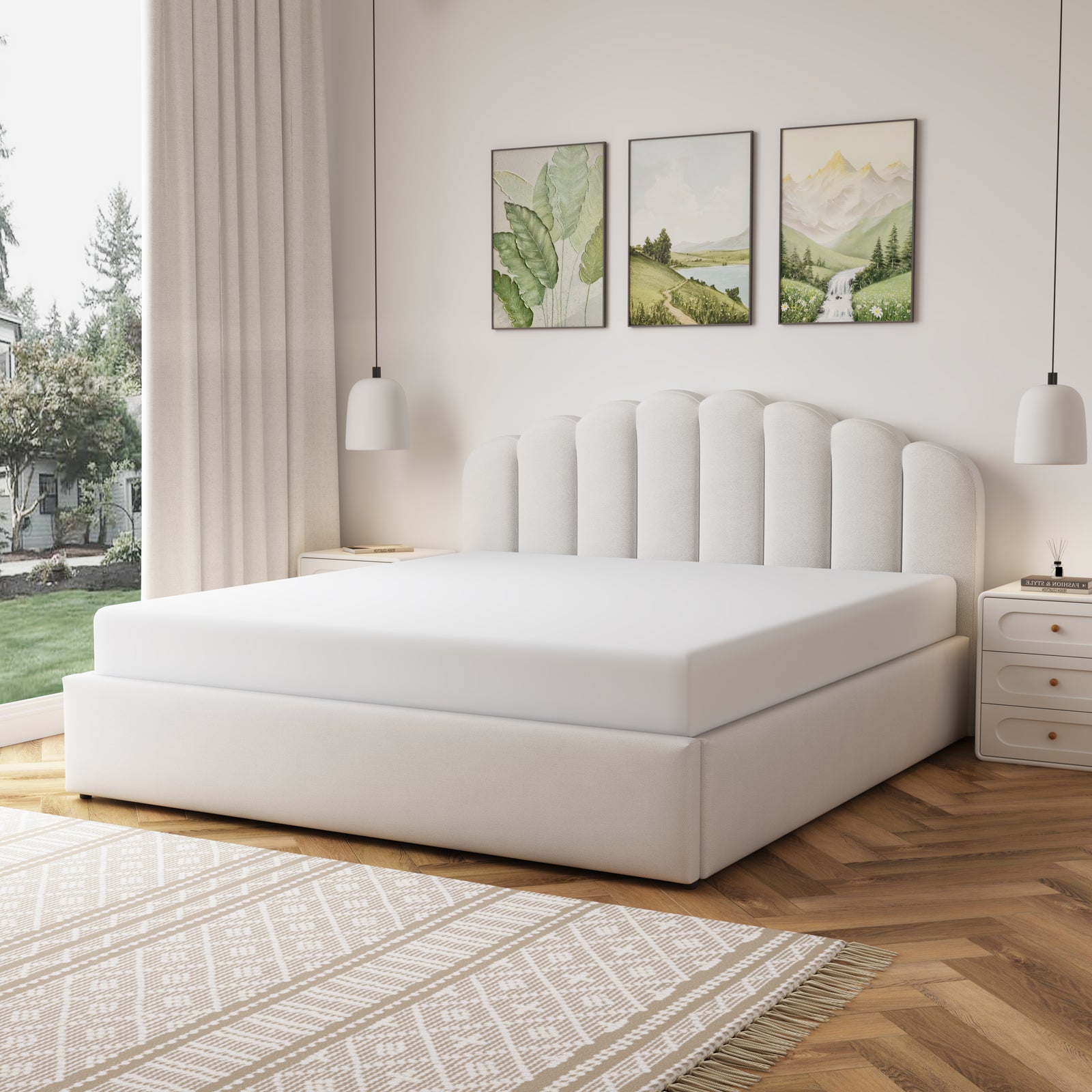 Ranson Fabric Ottoman Bed Frame | Super King | Beige