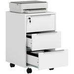 Modern 3-drawer Locking File Cabinet Mobile Filing Cabinet | White