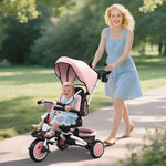 6 In 1 Kids Trike, Toddler Tricycle With Parent Handle | Pink