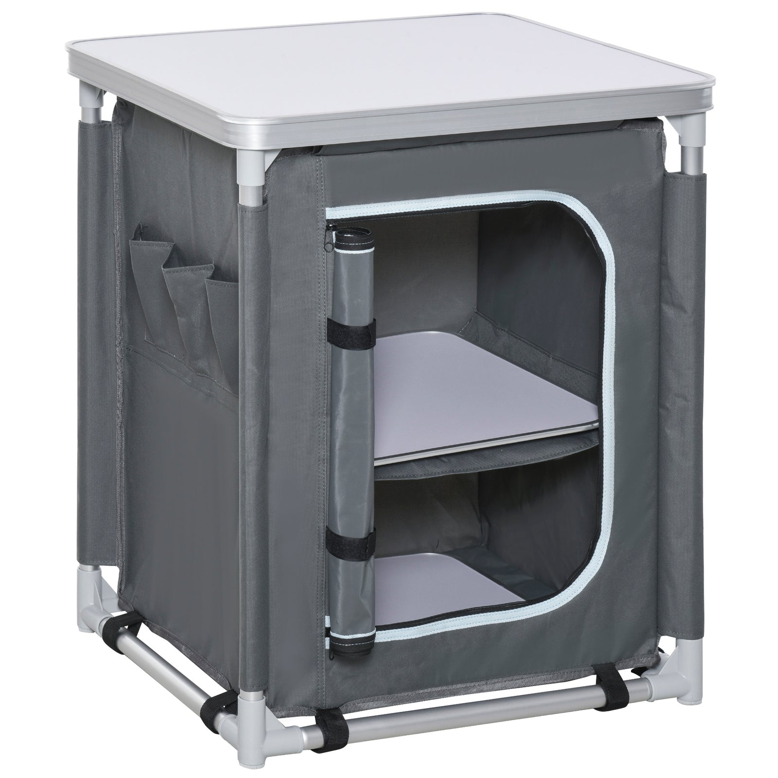 Outdoor 2-shelf Camping Cupboard Kitchen Station Cook Table