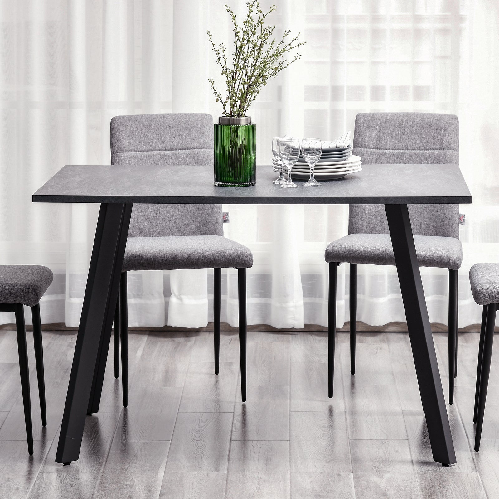 Rectangular Dining Table, Metal Legs, Spacious