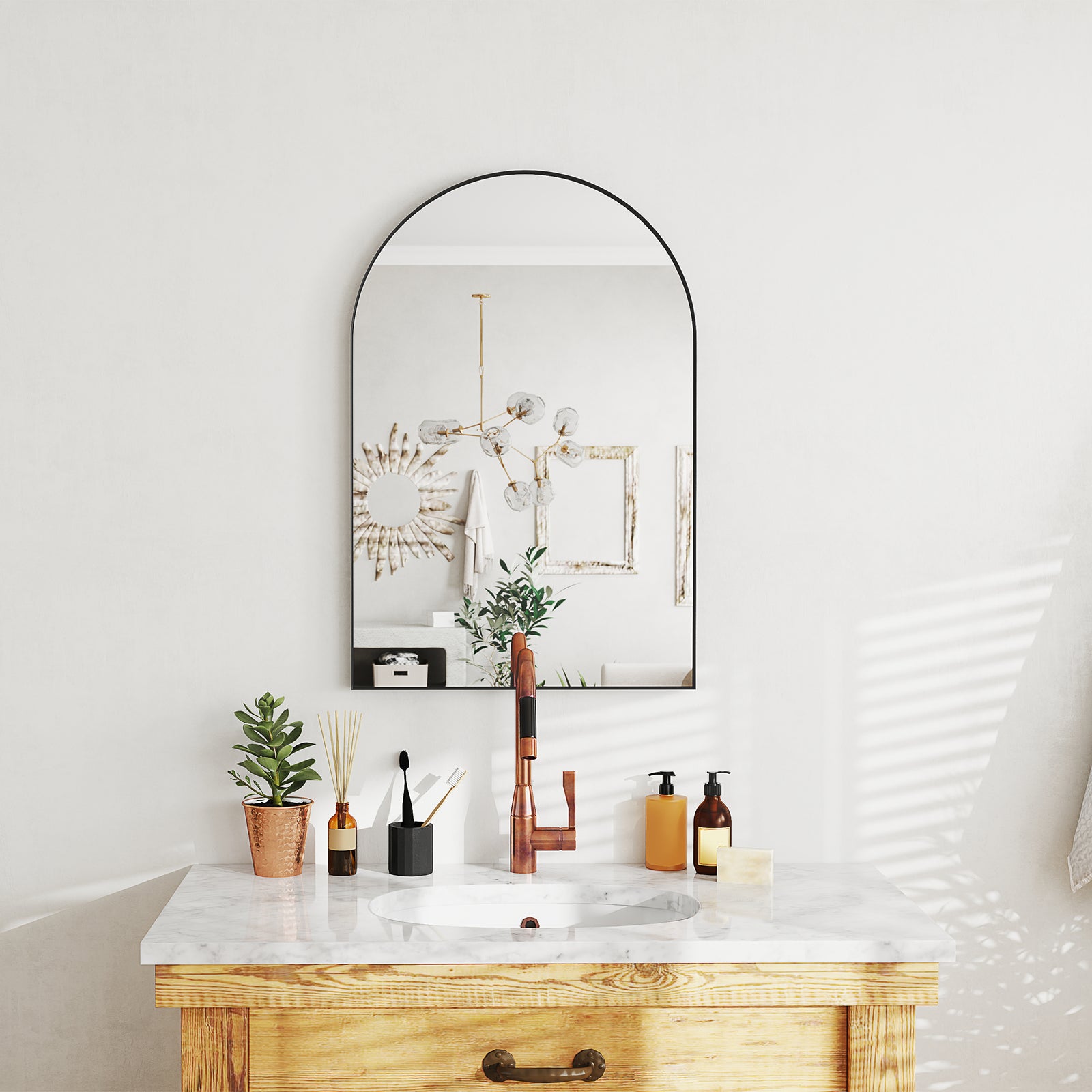 Arch Bathroom Mirror, Modern Wall Mirror With Steel Frame | Large | Black