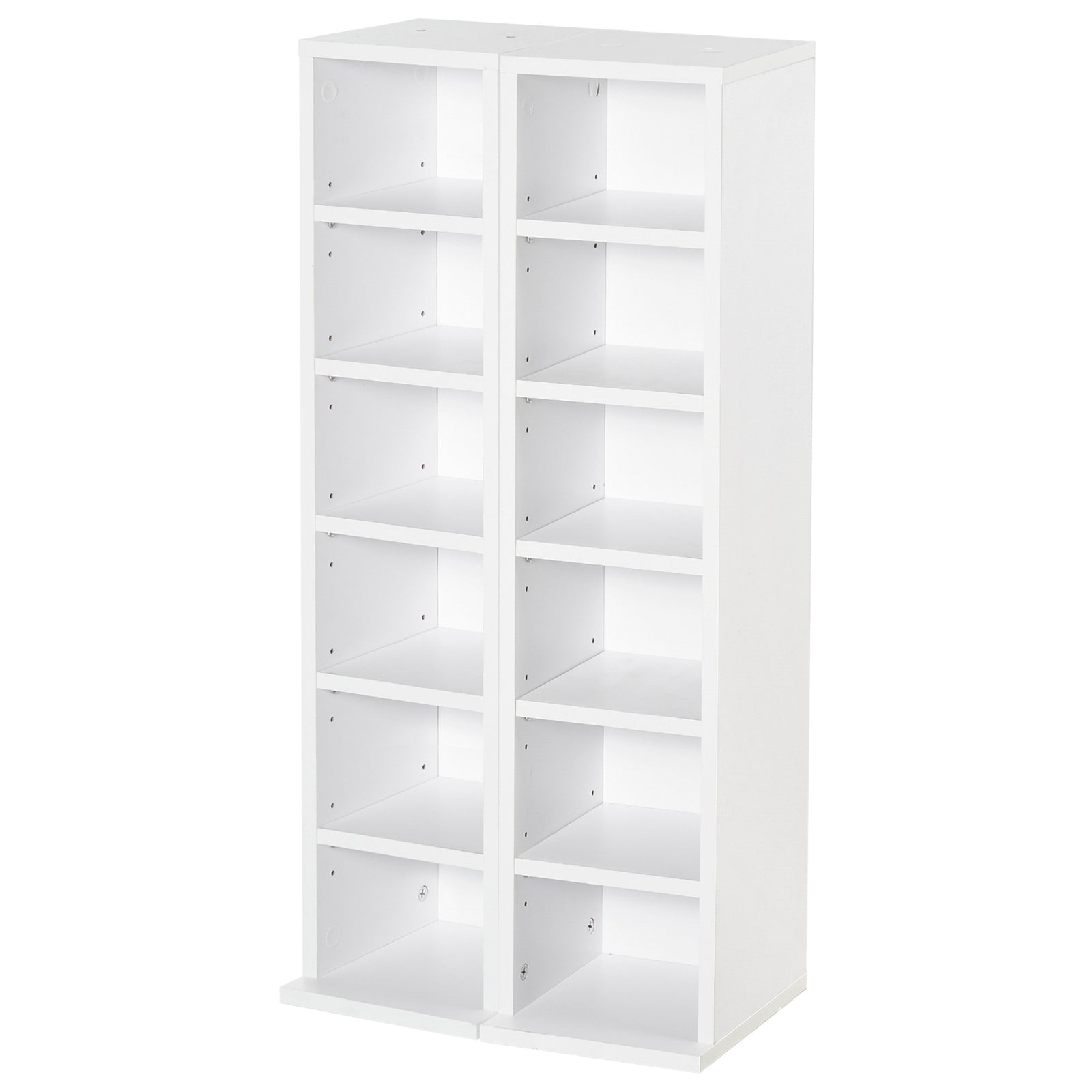 Set Of 2 Cd Storage Units With Adjustable Shelves | One Size | White