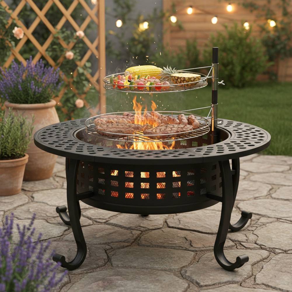Heavy Duty Outdoor Wood Burning Fire Pit With Grill Grates