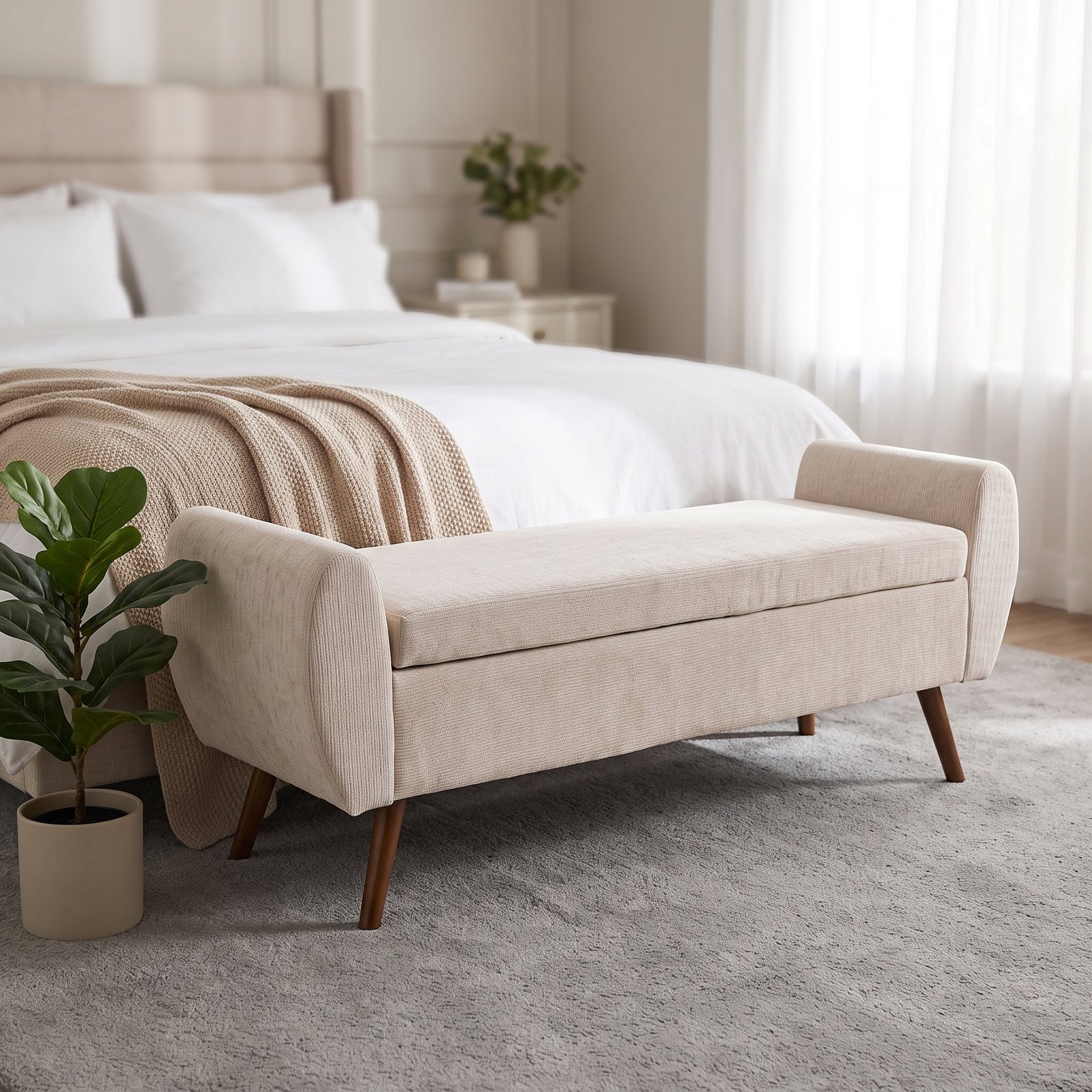Breeins Chenille Upholstered Storage Bench