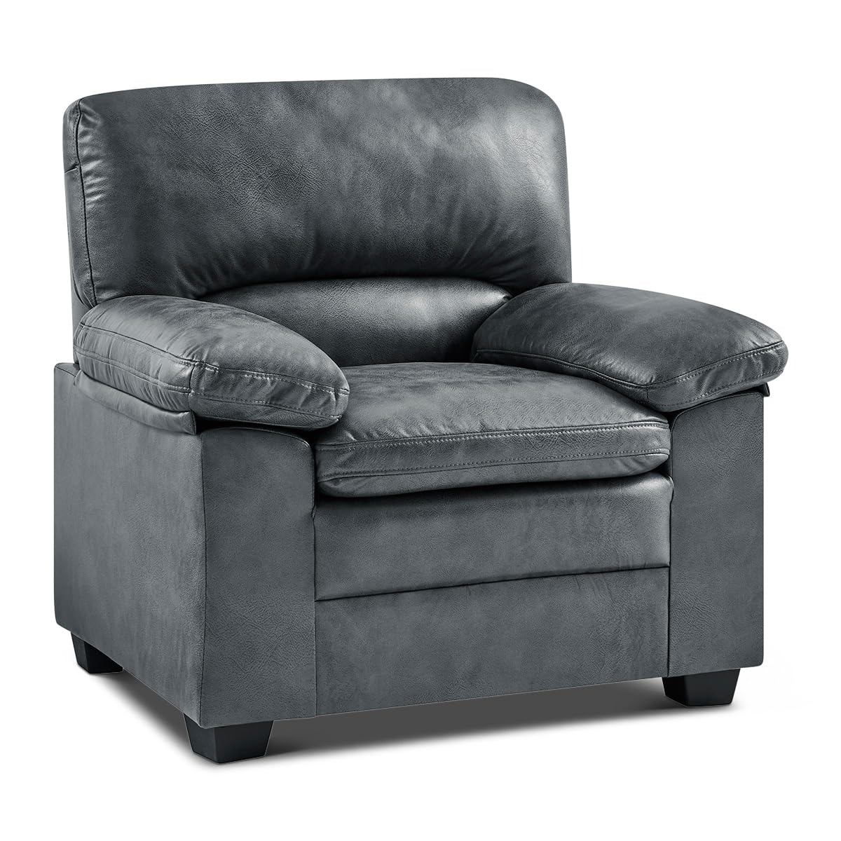 Oxford Faux Leather Sofa 1 Seater | Dark Grey