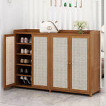 Modern Bamboo Shoe Cabinet – 4-door Textured Storage Unit With 6 Tiers For Stylish And Functional Entryway Organization
