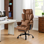Ergonomic High-back Office Chair With Footrest, Reclining Backrest, Adjustable Height | Brown