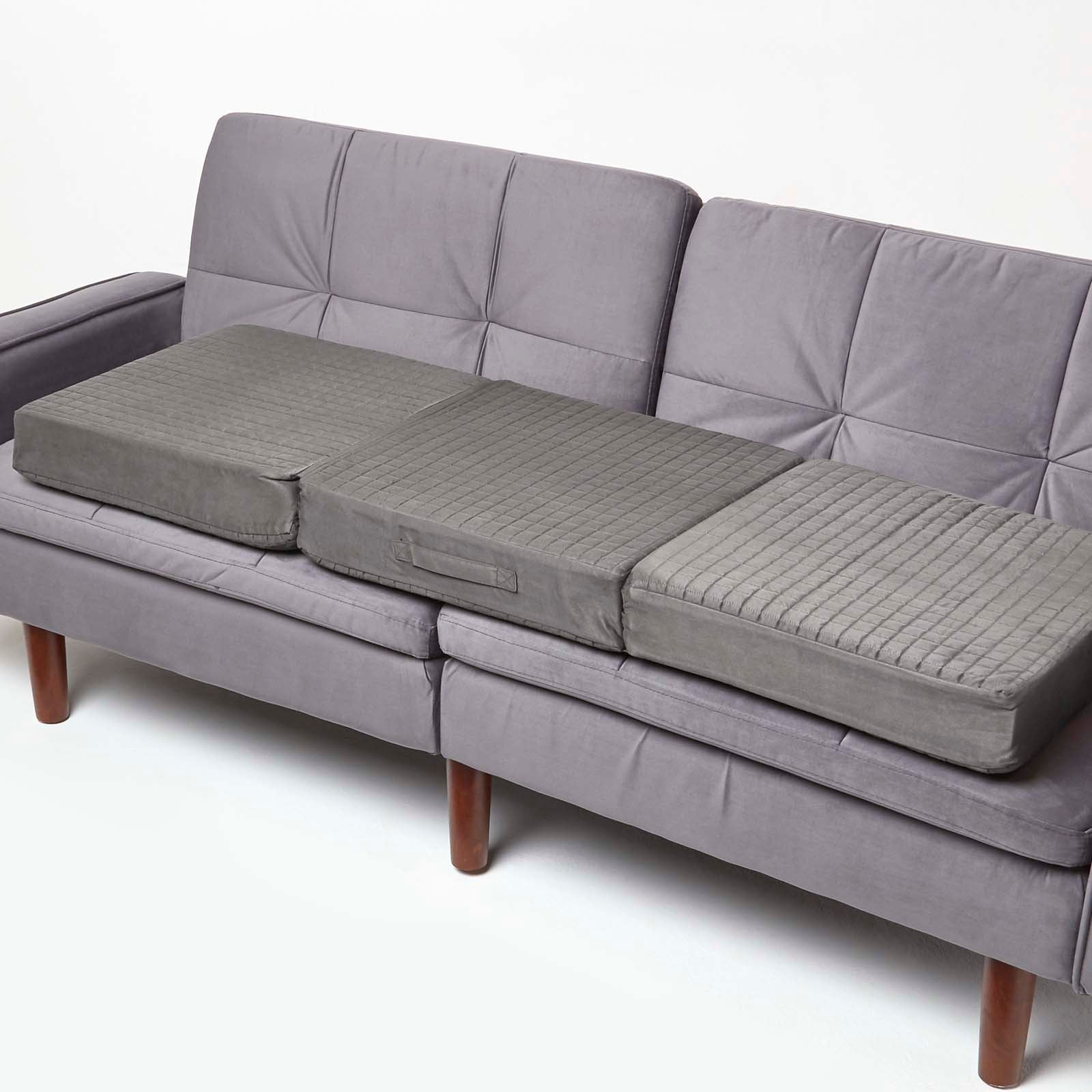 Faux Suede Orthopaedic Foam 3 Seater Booster Cushion | 50cm x 150cm | Grey