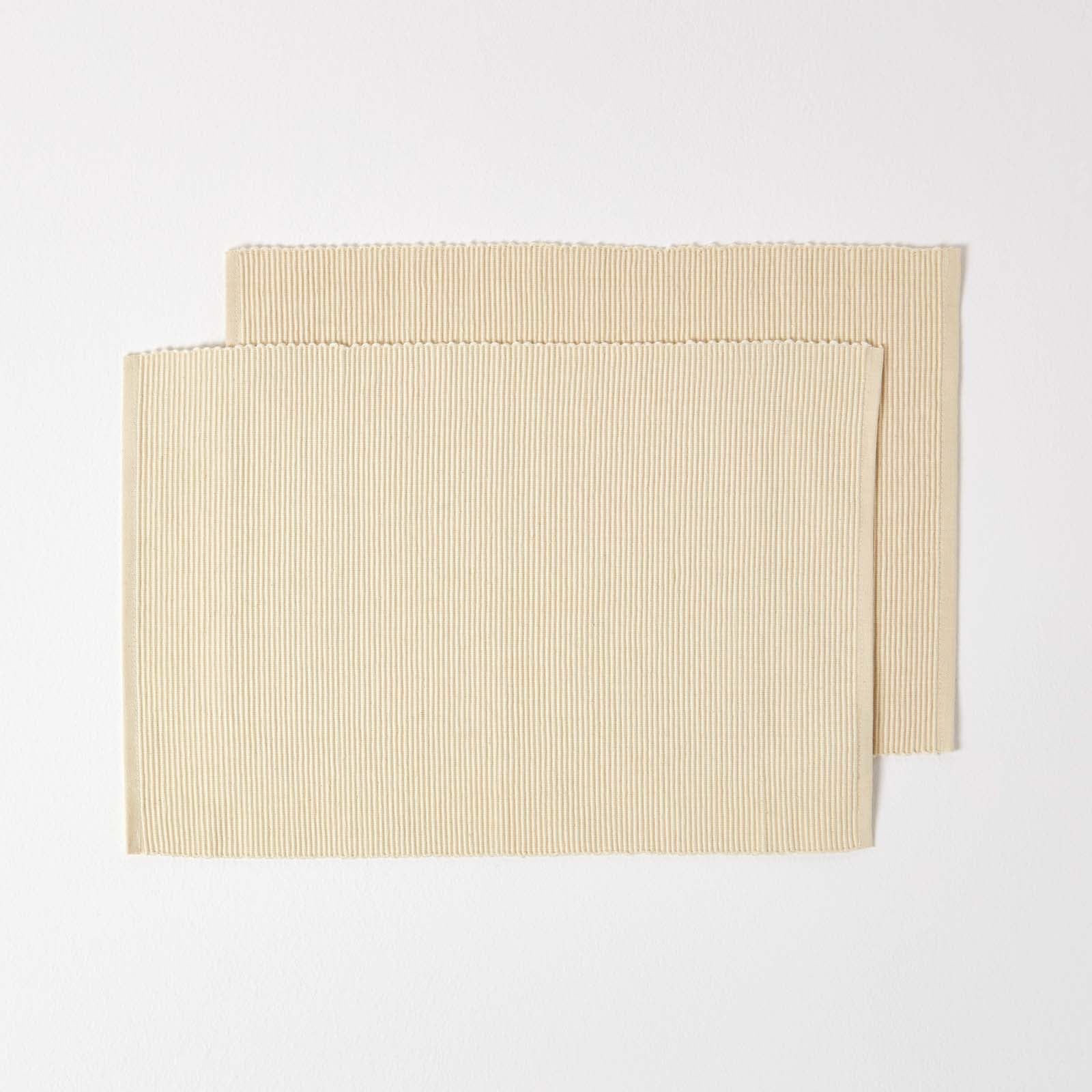 Cotton Plain Pack Of 2 Placemats | 50cm x 30cm | Cream