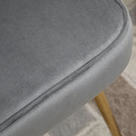 Velvet-feel Shell Accent Chair Bedroom Lounge Metal Legs | One Size | Gray