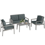 4 Pieces Wooden Garden Furniture Set With Cushions | Light Grey