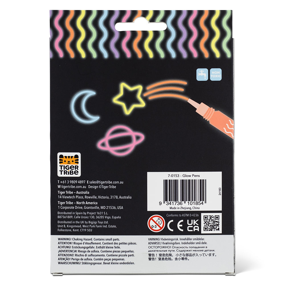 Glow Pens Set - 6 Pcs Glow In The Dark Markers