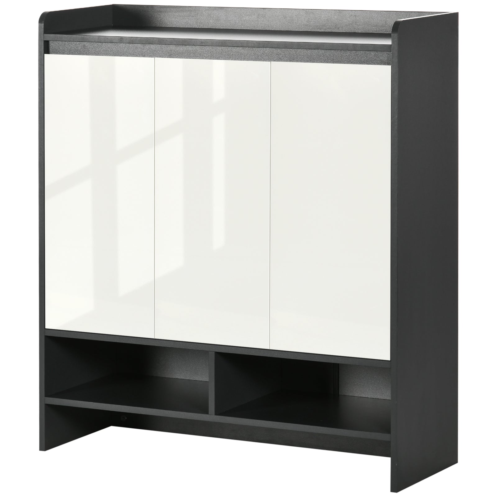 Storage Cabinet With High Gloss White Doors For 15/19 Pairs | Large