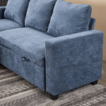 Breeins Blue Chenille Sofa Bed With Storage, Convertible Sleeper Sofa Couch For Living Room