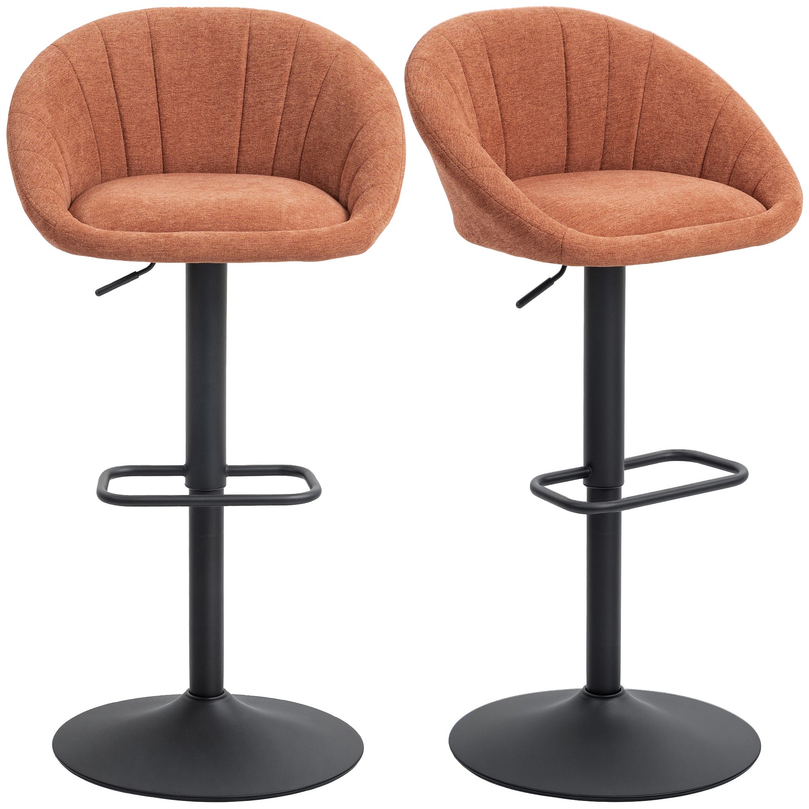 Swivel Bar Stools Set Of 2 Height Adjustable Bar Chairs | Orange