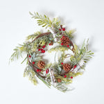 HOMESCAPES Artificial Wreath With Berries And Pinecones, 18 Inches