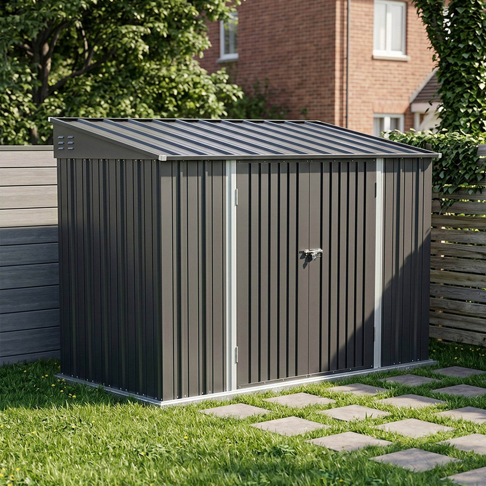 Breeins 10x5 FT Pent Roof Metal Garden Tool Storage Shed