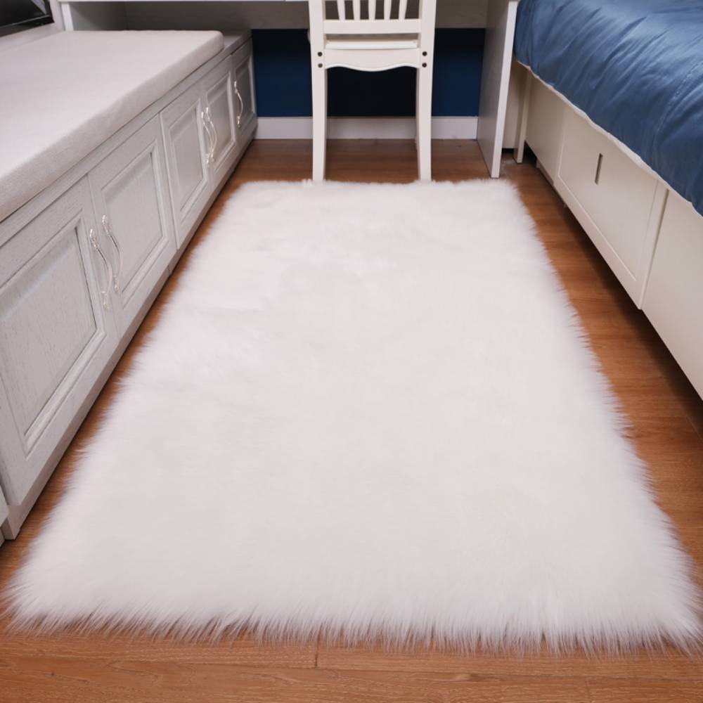 Retangular Super Soft Shaggy Area Rug White