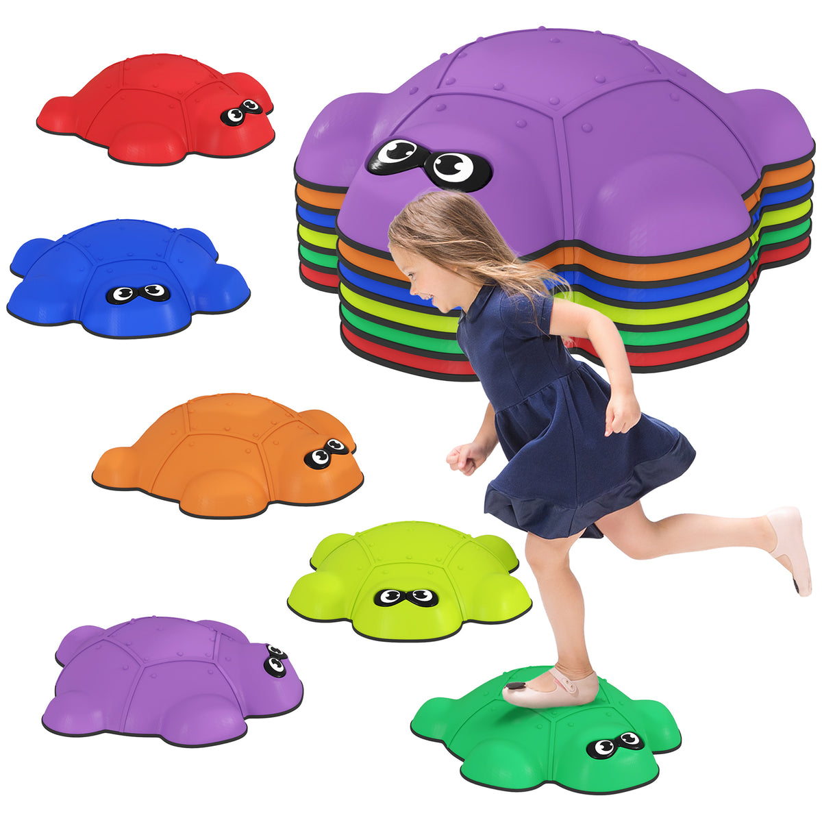 6 Pcs Balance Stepping Stones, Stackable River Stones With Non-slip Edge | Multi