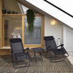 3pc Zero Gravity Chairs Sun Lounger Table Set W/ Cup Holders | Black