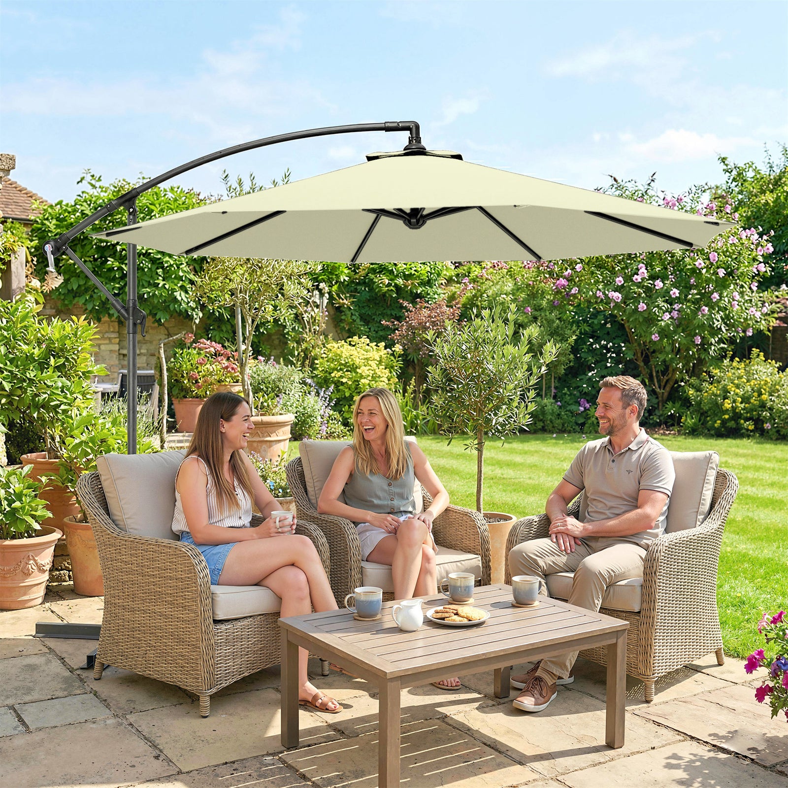 3(m) Banana Parasol Cantilever Umbrella Garden | Beige