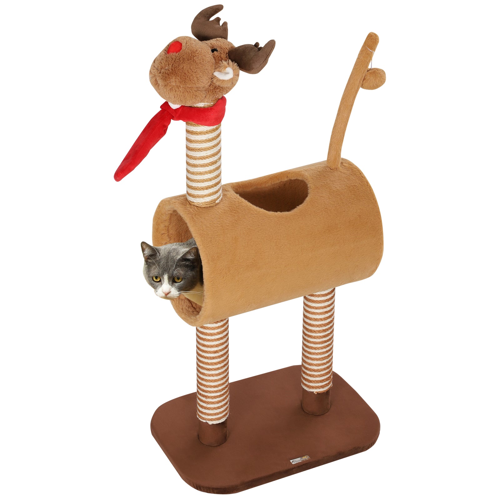 Cat Tree, 98cm Deer Themed Cat Tower For Indoor Cats And Kittens