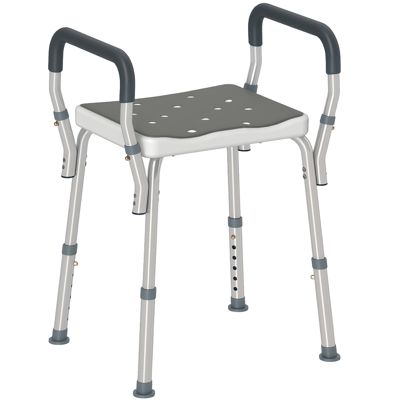 Rust-free Aluminium Bath Chair With Adjustable Height, Grey