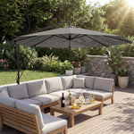 3 M Cantilever Parasol, Offset Umbrella With Cover And Wind Ropes | Light Grey