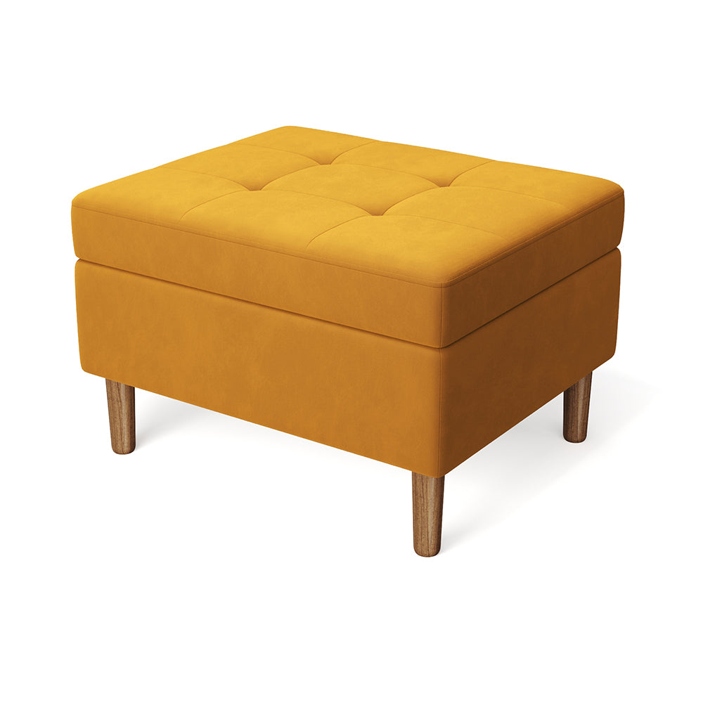 Modern Rectangular Tufted Velvet Storage Ottoman