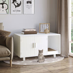 Cat Litter Box Enclosure & House W/ Nightstand/end Table Design | White