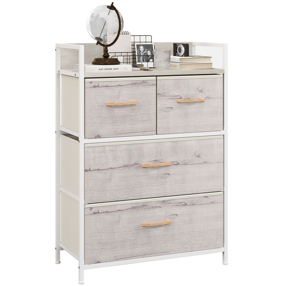 HOMCOM Bedroom Chest Of Drawers 4 Drawer Dresser W/ Shelf